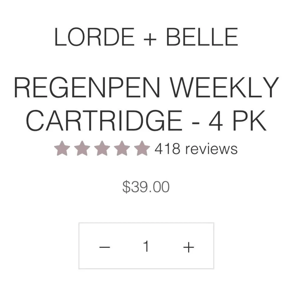 NIB Lorde + Belle CARTRIDGES ONLY for RegenPen 28-Day | 4-Week Supply MSRP $39